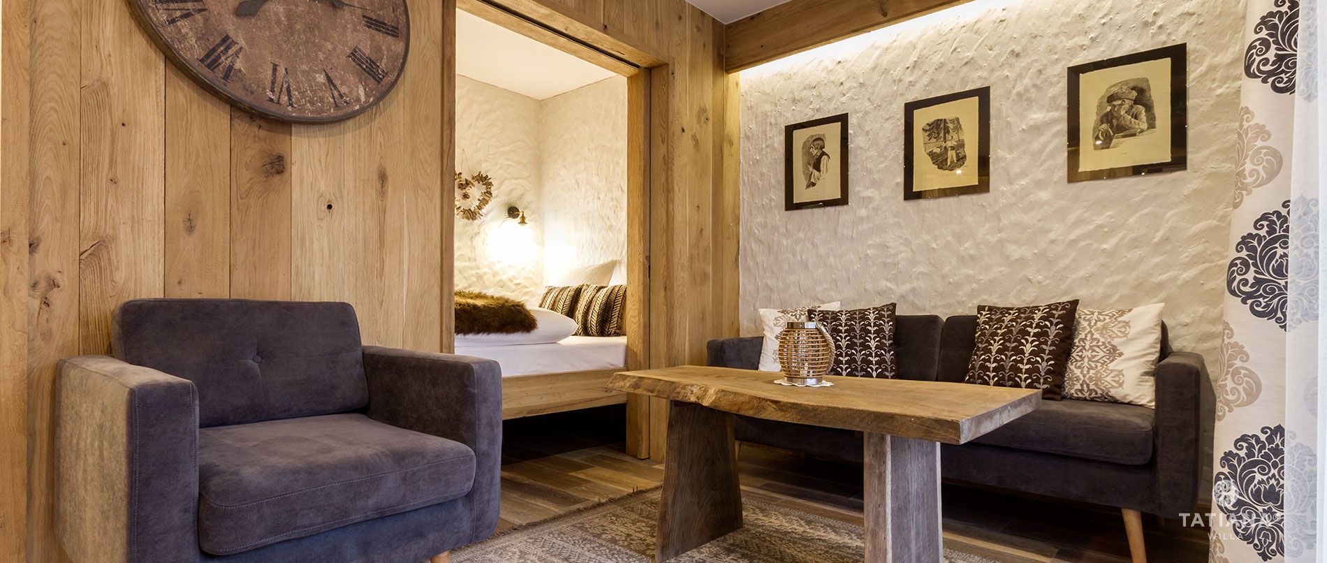Apartament Stary Dębowy - salon wraz z drugą sypialnią